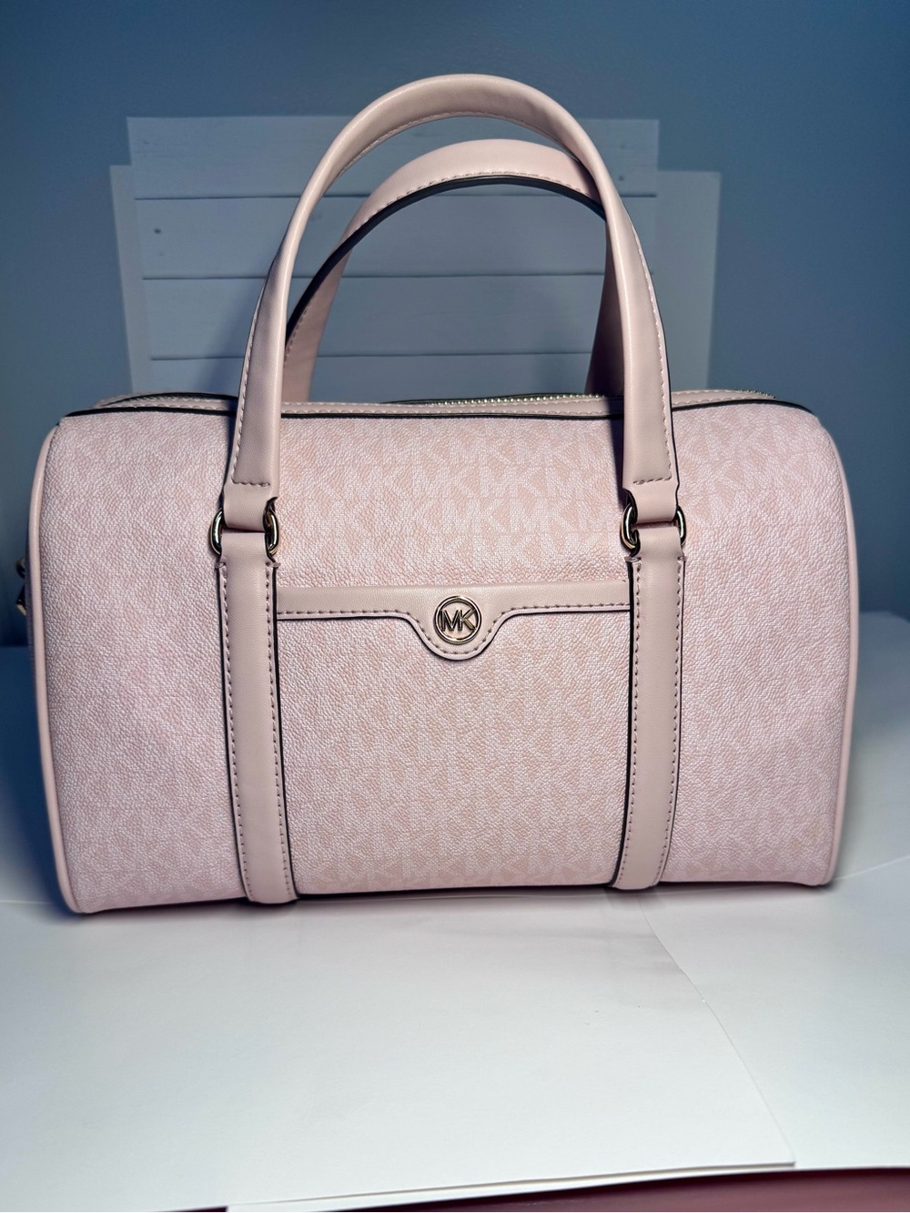 Michael Kors Blush Pink Signature Satchel + Matching Wallet Set